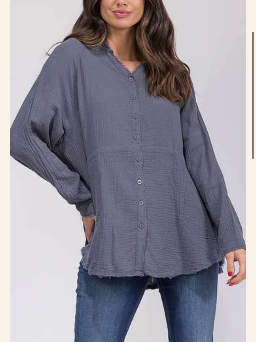 🆕 Flawless Waffle Weave Tunic Button-Front Textured Gauze Shirt - M NWOT